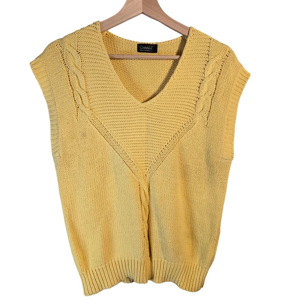 Catalina Large Yellow Cable Knit Sweater Vest [0049]